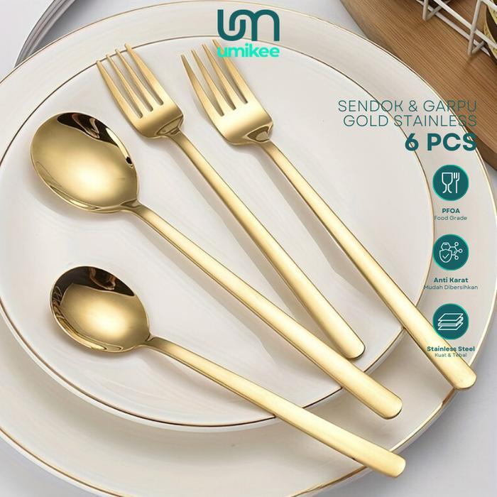 Gold Sendok 1 Set Lengkap Sendok Set Sendok Makan Sendok Set Tebal Kitchenware