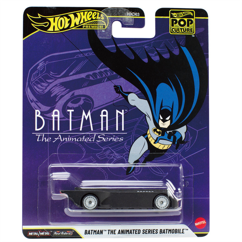 Original Hot Wheels Pum Car Pop Culture Batman The Animated Batmobile Toys Boys 1/64 Diecast