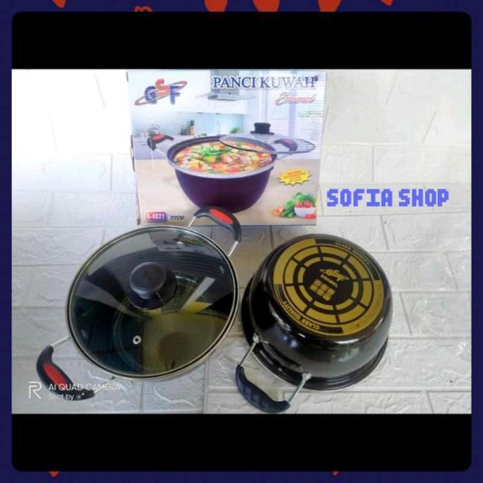 PANCI KUAH ENAMEL GSF 24 & 22CM PANCI KUAH ENAMEL TUTUP KACA GSF