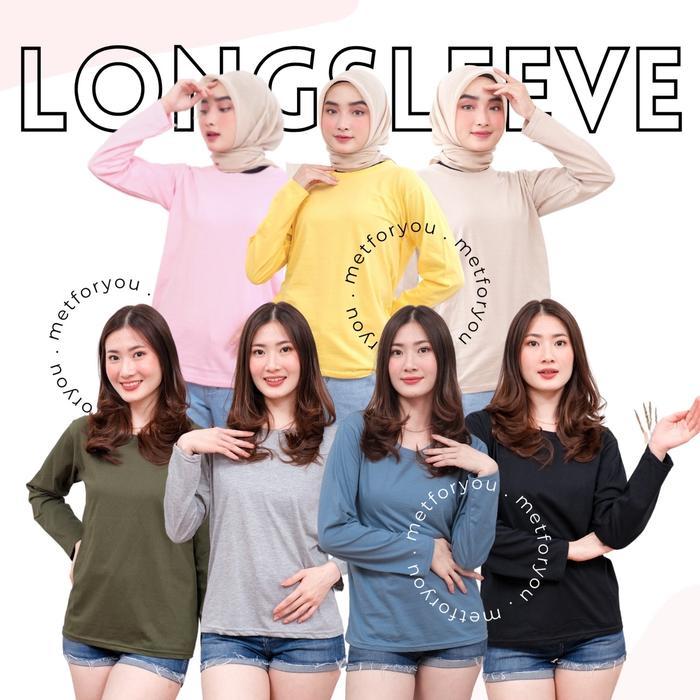 METFORYOU KAOS POLOS LENGAN PANJANG OVERSIZE LONGSLEEVE HIJAB LENGAN PANJANG HIJAB
