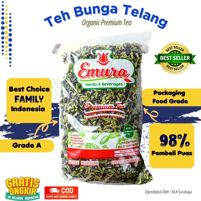 Bunga Telang Organik 1Kg/ Teh Telang Kering/ Teh Biru / Butterfly Pea Tbk