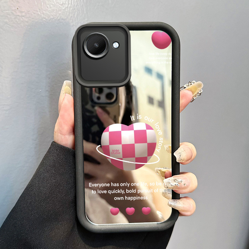 Casing Hp Untuk Realme C30 Realme C30s Realme Narzo 50i Prime Case Hati papan catur Kesing cermin Ka