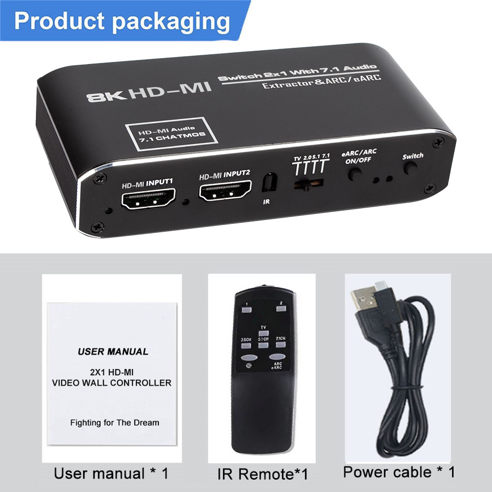 4K 60Hz HDMI-Compatible Switch Audio Extractor ARC Toslink SPDIF HDMI-Compatible 3x1 Switcher
