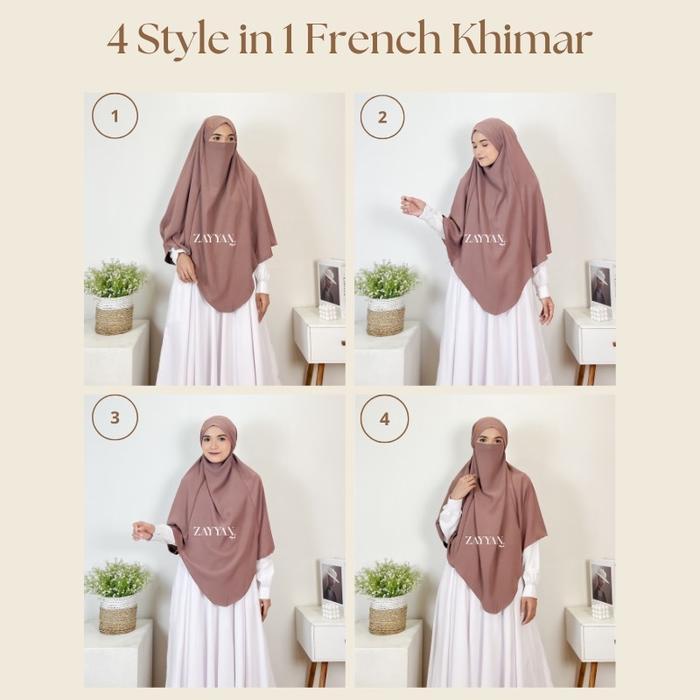 Zayyan. French Khimar Mecca Crinkle Airflow Size L & Xl Hijab Syari Terlaris