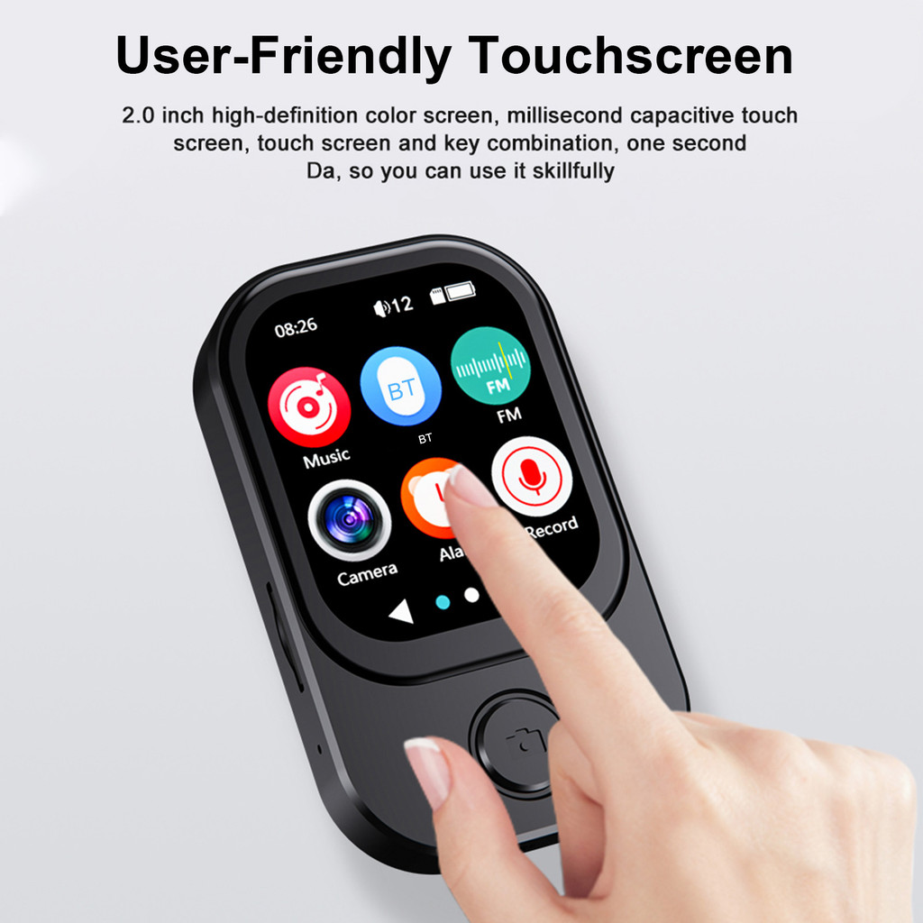 BT MP3 Player MP3 Music Player MP3 Player MP3 Music Player with Camera 2.01-inch Touchscreen Metal