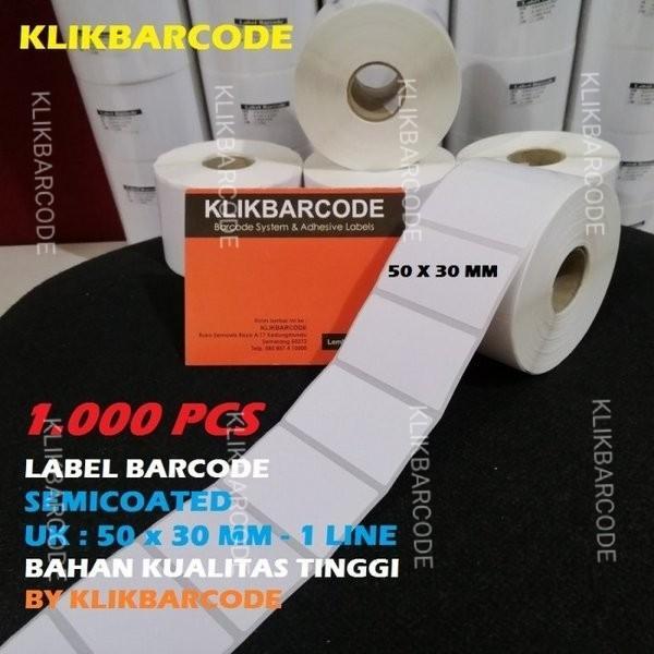 Stiker Label Barcode Semicoat 50x30 mm / 50 x 30 mm -1 Line - 1000 pcs