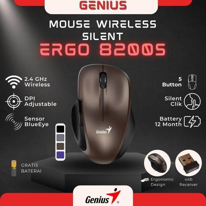 Genius Mouse Wireless Ergo NX8200S Silent BlueEye Five Button 1200 DPI - SBS
