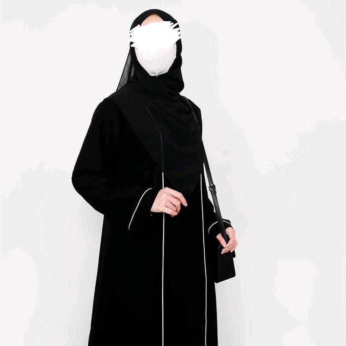 Qiana Abaya_ Dress Arabian Hitam Terbaru 2026 Simple Elegan Abaya Wanita Remaja Gamis Basic Abaya