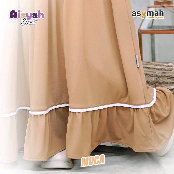 TERBARU  DRESS ANAK MUSLIM PEREMPUAN AISYAH SERIES CANTIK SET KERUDUNG WARNA MOCCA BY ASYMAH