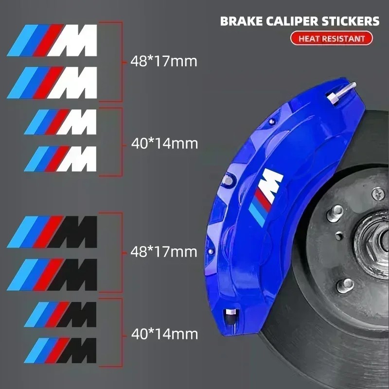 4pcs Sport Car Brake Caliper Sticker Auto Logo Decal for BMW M M6 M5 M4 M3 M2 M1 X5M X6M X1 X2 X3 X4