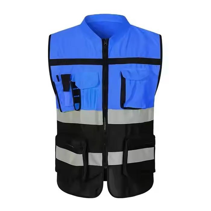 YWSRompi Premium Rompi Proyek Safety Vest Rompi Safety Polyester Kerah Kantong Saku Rompi