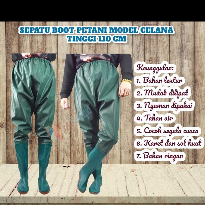 Sepatu Boot Celana Sawah Panjang Anti Air Sepatu Keong Elastis Bonus Kaos Kaki Terbaru 