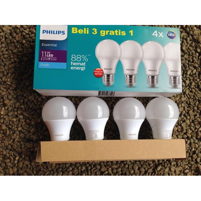"New" Paket Lampu Philips Led Essential Putih Multipack - 11 Watt