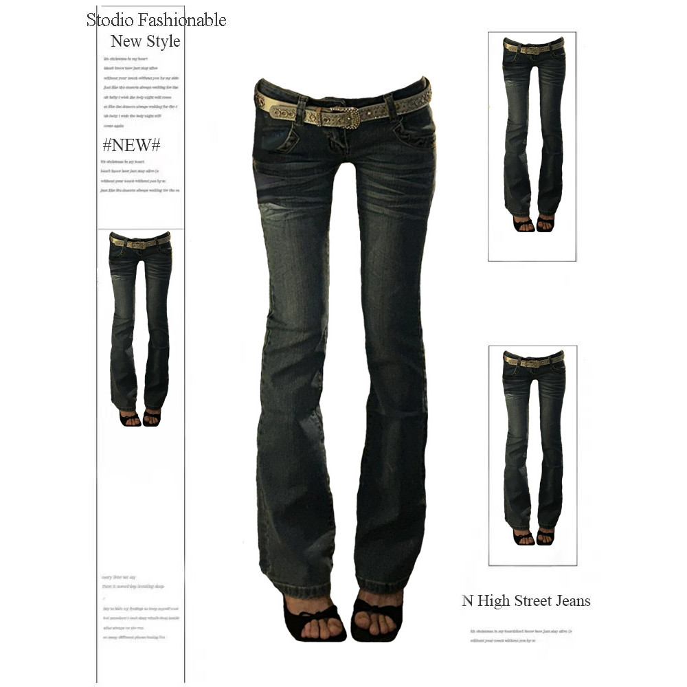 2025 Autumn Winter Women's Denim Pants Bootcut Jeans Skinny Low Rise Flared Jean Bell Bottom