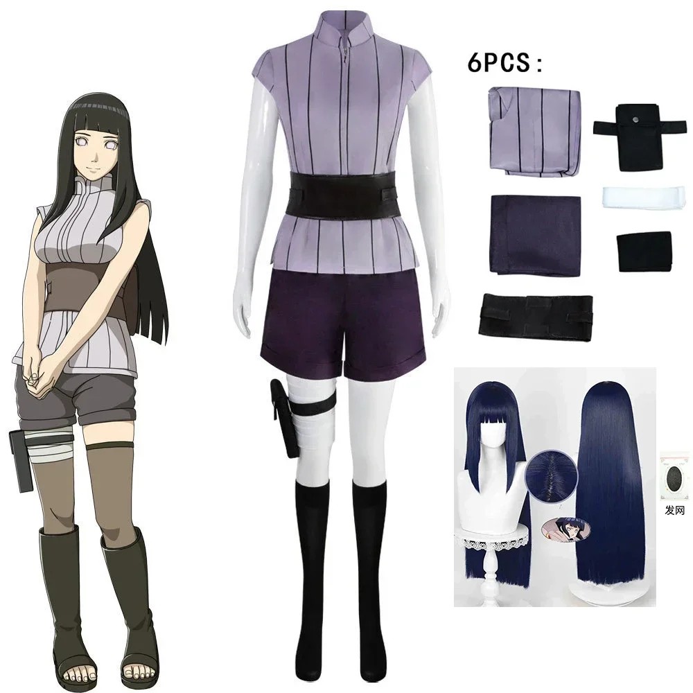 Hyuga Hinata Cosplay Costume Wig Women Outfits Halloween Carnival Party Suit Hyuuga Ninja Cosplayer