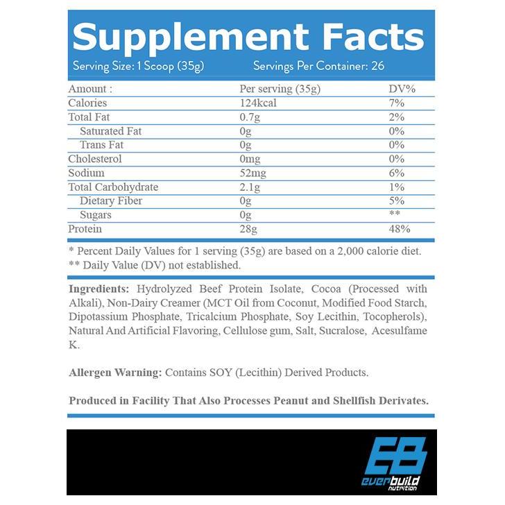 EVERBUILD BEEF ISOLATE 4 LBS HYDROLYZED BEEF PROTEIN ISOLATE SUPLEMEN FITNESS ORIGINAL