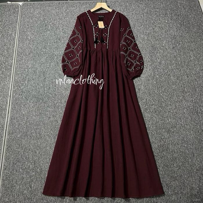 Jenna Dress Linen Bordir Premium Dress Linen Terbaru Dress Linen Angel Terbaru 