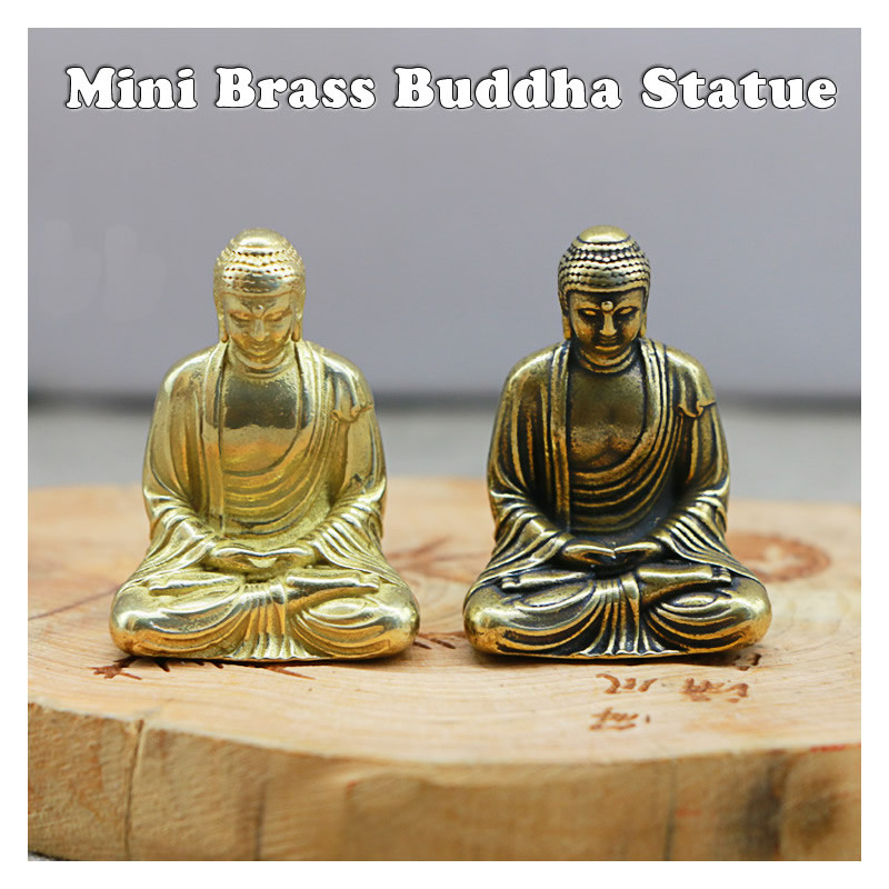 Patung Buddha Kuningan Mini Saku Buddha Zen Tembaga Patung Figur India Thailand Ornamen Dekoratif Mo