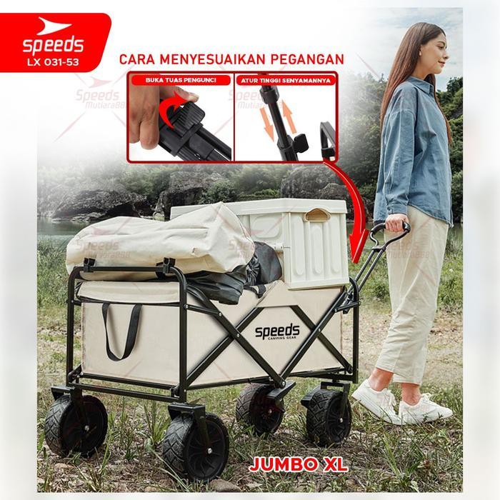 TROLI CAMPING PORTABLE GEROBAK LIPAT KERANJANG PIKNIK
