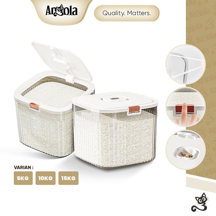 ANGOLA Tempat Beras Transparan 5KG 10KG 15KG / Dispenser Beras E20 E21 / Wadah Penyimpanan Beras