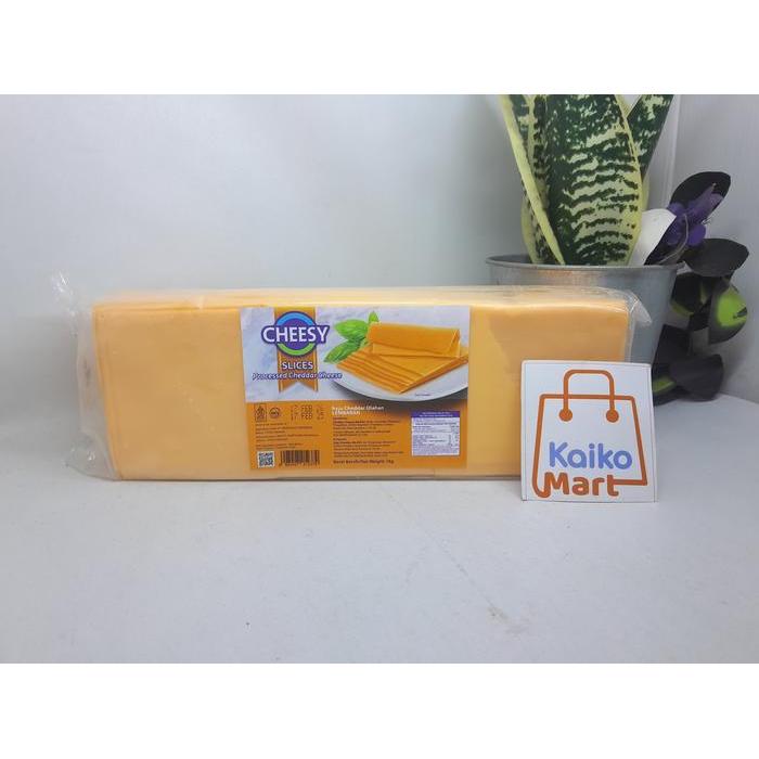 CHEESY SLICE CHEDDAR CHEESE ORANGE 1KG - KEJU SLICE ORANGE