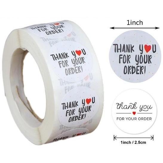 TQ029 Sticker Label Paper Tag Thank You For Your Order Bulat D 2.5 cm