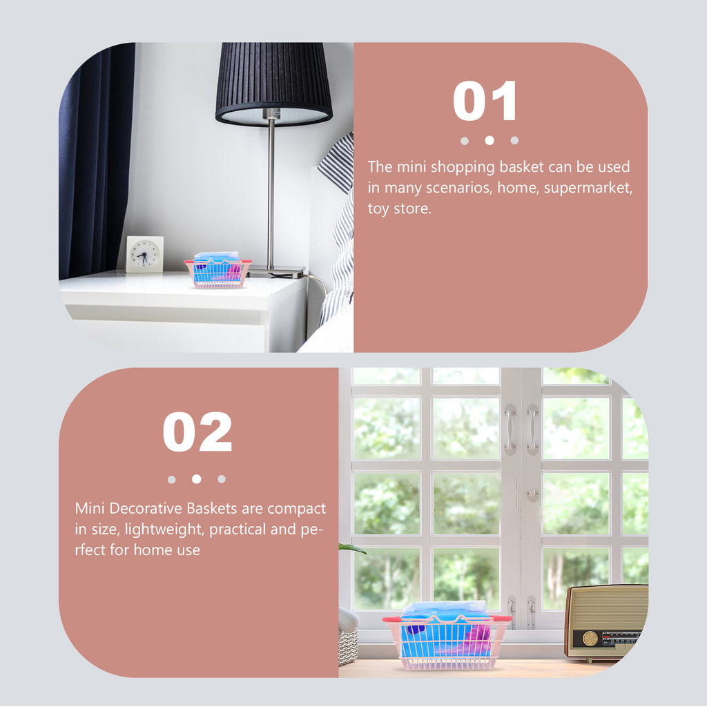 Mini Alloy Makeup Storage Basket Handheld Shopping Container Compact Decorative Storage Organizer