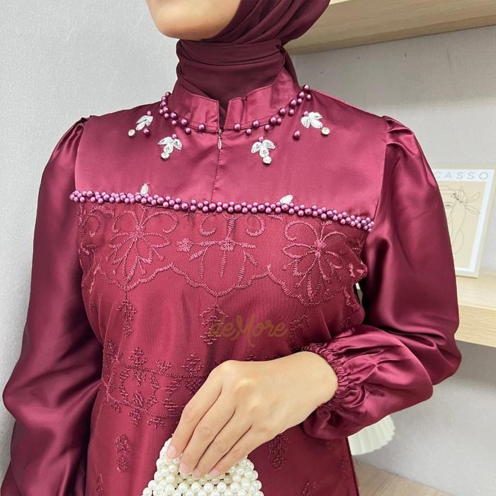 zeni Maxi Dress Silk Mewah Gamis Brukat Muslim Dewasa Pesta Lebaran Amanda