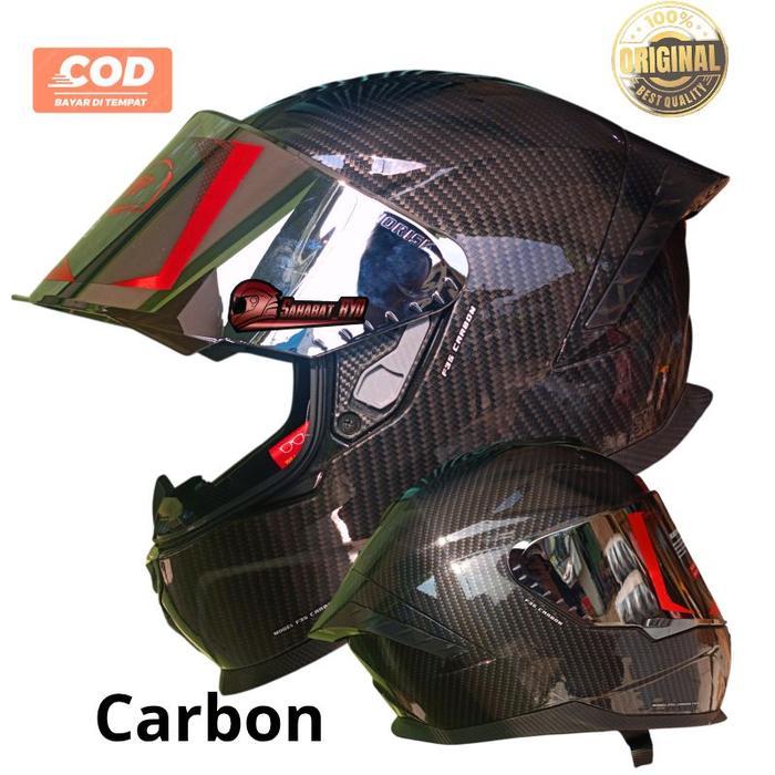 Helm full face motif carbon Original PAKET GANTENG Kaca