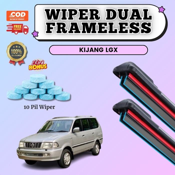 Wiper Kijang Lgx Double Karet Sepasang Kanan Kiri - Wiper Dual Karet Mobil Kijang Lgx - Wiper Mobil
