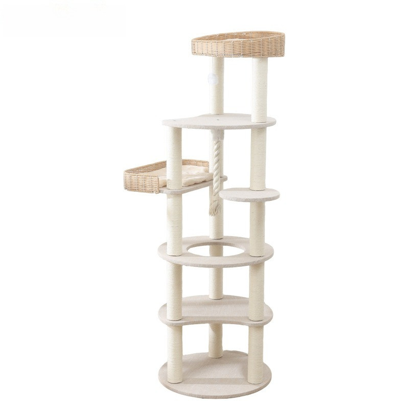 Cat Climbing Frame Large Luxury Cat Tree Integrated Solid Wood Multi-Layer