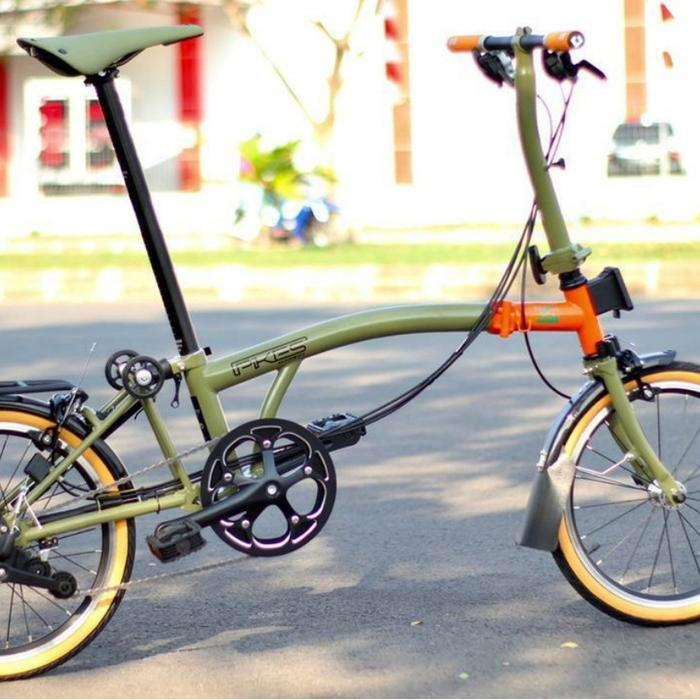 Sepeda Lipat Element Pikes Gen 2 Nature Green Orange 16 Inch