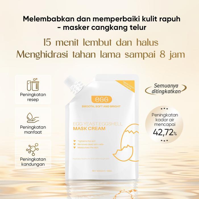 Egg-[Bpom]Egg Shell Yeast Mask Cream Masker Wajah Mencerahkan Masker Cangkang Telur-