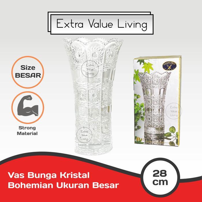 Vas Bunga Kristal Vas Bunga Kaca 28 CM Estetik Vas Kristal Bohemia Crystal Vase Clear