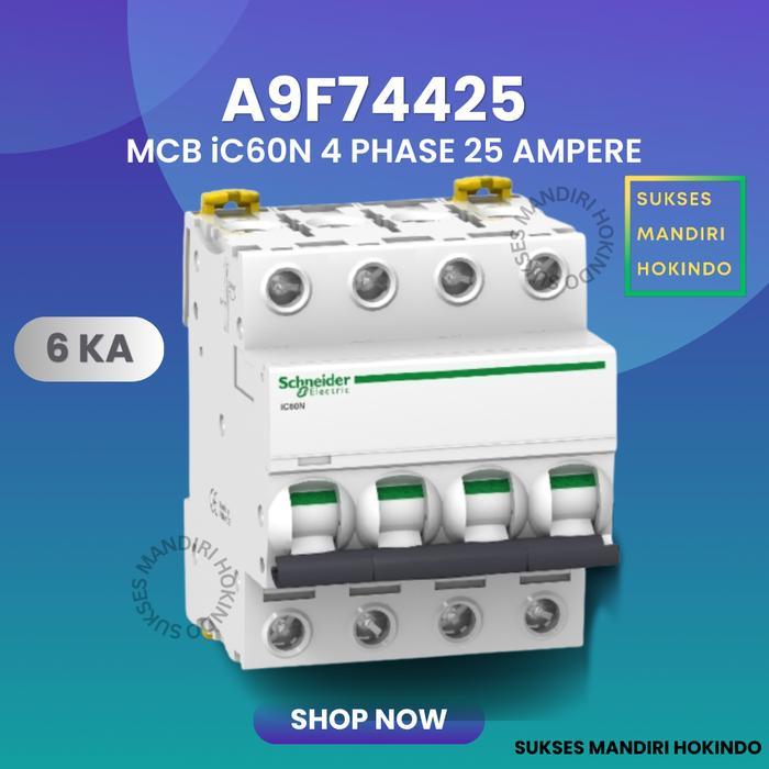 MCB 4p 25a 4 Phase 25 Ampere SNI Schneider IC60N 4Pas 25Amper