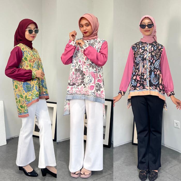 Rasaraya Batik Mahis Blouse Wanita Katun - Atasan Batik Motif Tiga Negeri Elegan