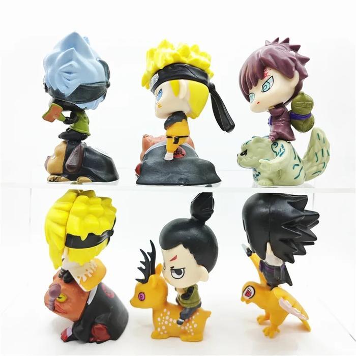 Action Figure Naruto Chibi Set 6 Pcs Kakashi Pakkun Gamabunta Gaara Shukaku Shikamaru Sasuke Garuda