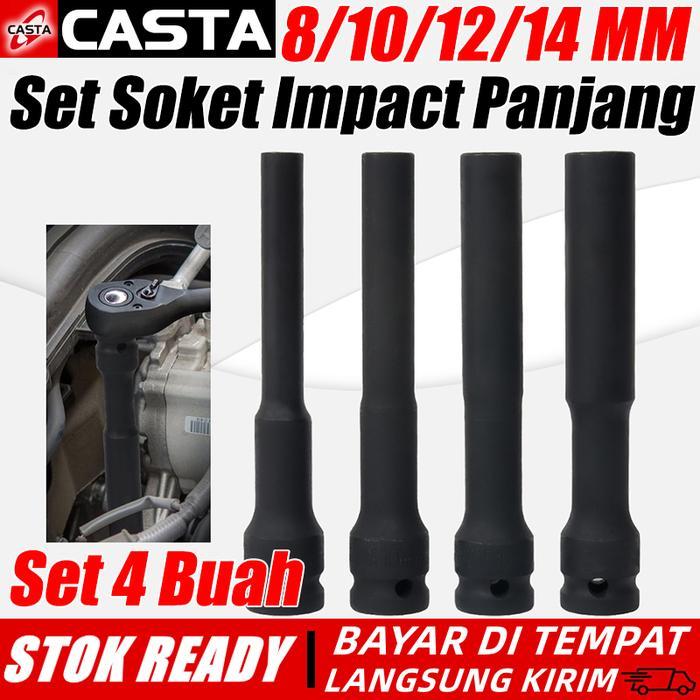 [] CASTA 4PCS/SET Mata Kunci Shock Cover/Kunci Shock Panjang/8-14mm Extra Panjang 128mm High