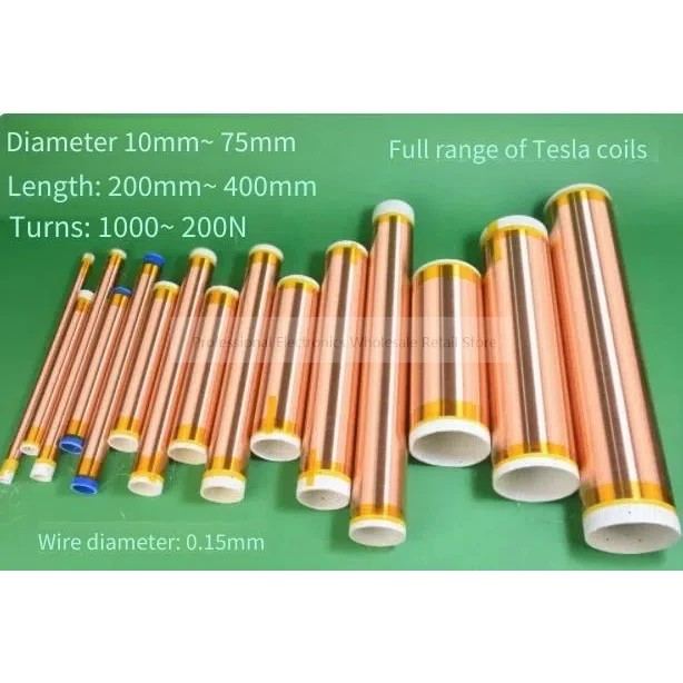 Tesla Secondary High Voltage Coil Full Series Boosting Coil 400Mm 300Mm 200Mm 150Mm