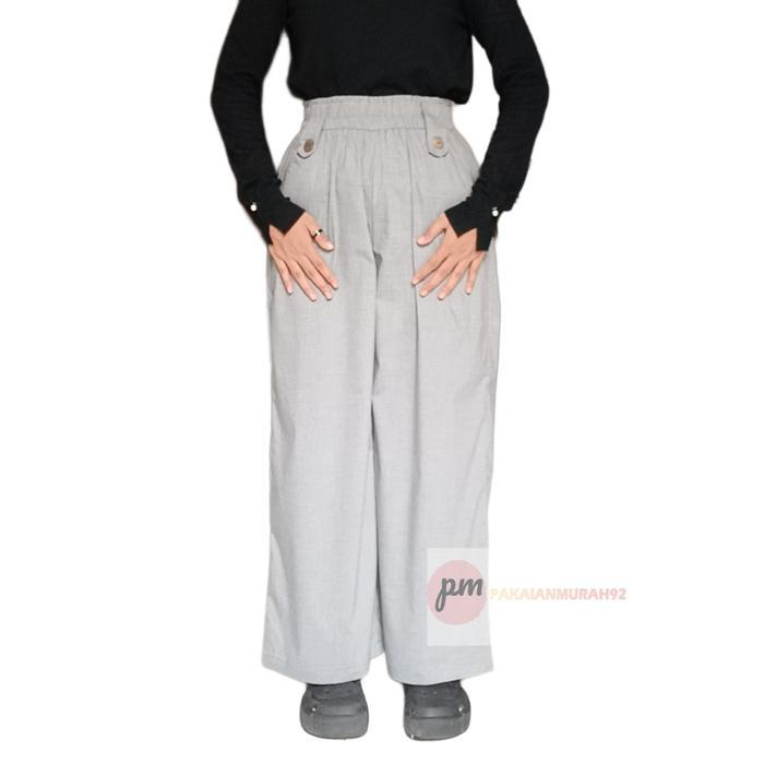 Kulot Kancing Wanita Bahan Semi Wool Stretch,Kulot Semi Wool