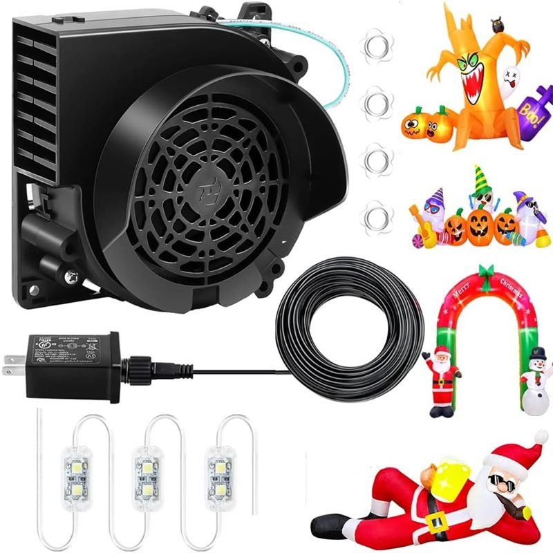 RECOMENDARInflatable Fan Replacement 12V 1.2A, Mini Air Blower With 12V 1.5A Adapter, 3 LED Bulbs
