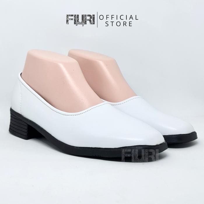 Fiuri Official - Ria 36-43 Putih - Sepatu Pantofel Putih Polos Wanita - Sepatu Formal Anak Perempuan