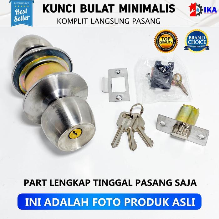 Kunci pintu kamar mandi bulat bagus anti karat / kuat awet / gagang /