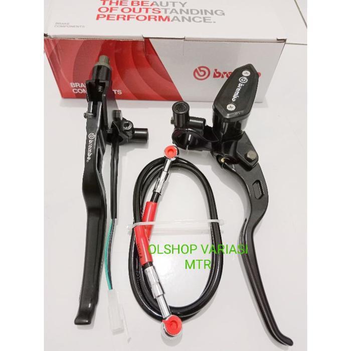 JTTOP" MASTER REM TABUNG OVAL SEPASANG+SELANG REM DEPAN 90CM BLACK UNIVERSAL BEAT VARIO SCOOPY CBR