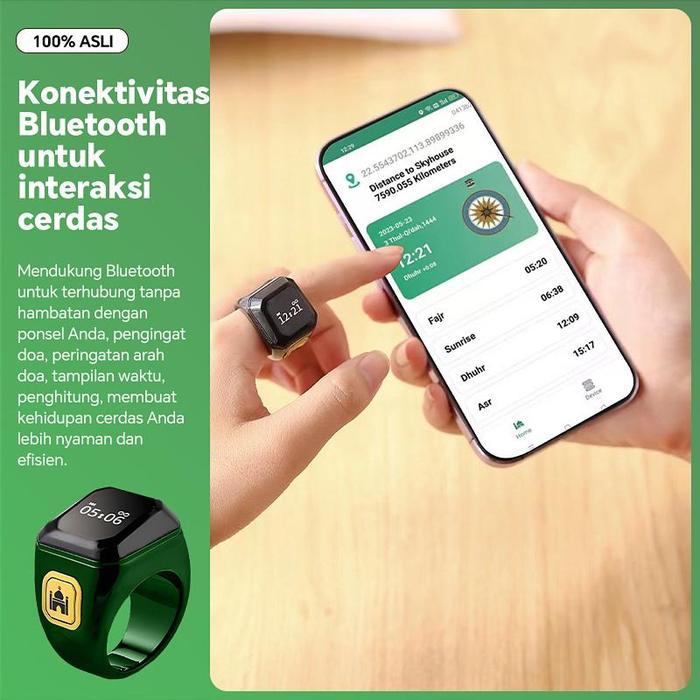 "New" Garansi 1 tahunMuslim Iqibla Zikr Ring Tasbih Digital Tasbih Smart IQIBLA Ring Iqibla Ring