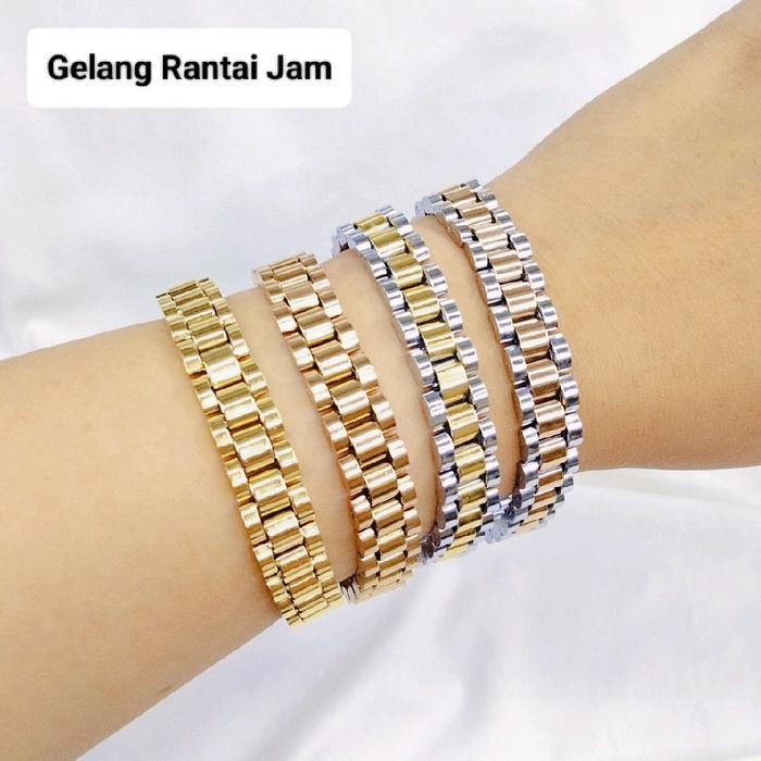 SALE [Gelang Rantai Jam] Gelang Rantai Jam Wanita Pria Gelang Titanium Stainless Anti Karat Gelang