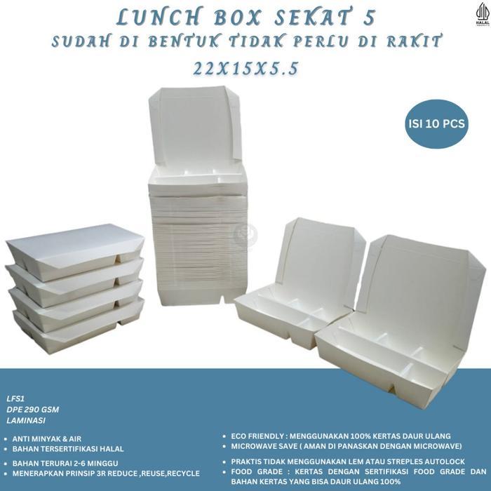 Box Bento 5 Sekat Lunch Box Sekat Bento Kotak Nasi Take Away Box (Isi 5 Pcs-LFS1)