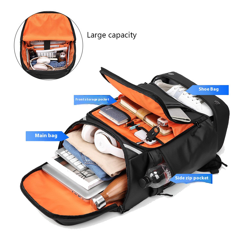 Men large capacity travel backpack,50L waterproof hiking trekking Backpack With separate shoe