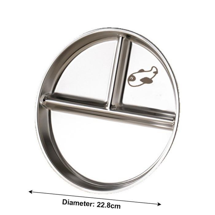 Piring Makan 3 Sekat Stainless Nampan Makanan Dengan Porsi Terbagi