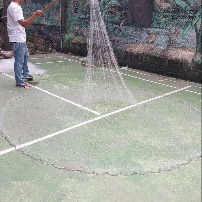 Jala ikan, jala lempar 3 meter bahan senar siap pakai, jala udang, jala sungai, jala kali